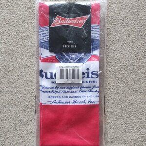 Budweiser Beer Crew Socks Sz 8-12 - New in Bag